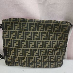 Authentic Fendi Zucca Canvas Shoulder Bag With Digital COA